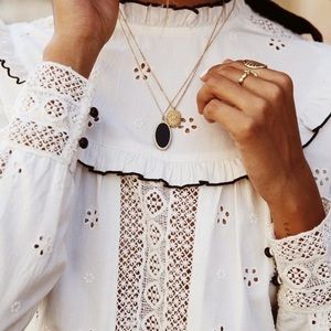 Sezane Katalina Embroidered Blouse